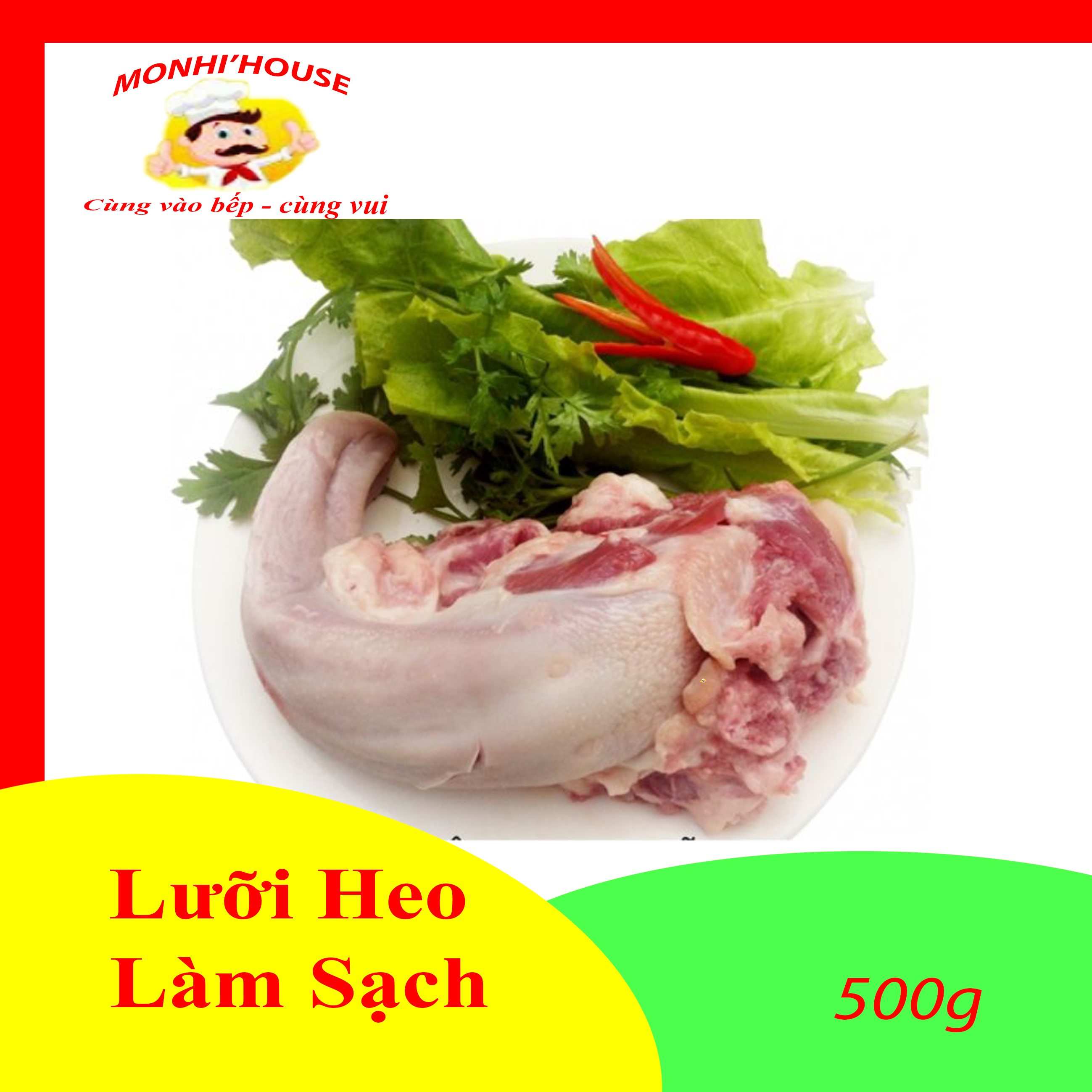 500g lưỡi heo ngon rẻ, tiện chế biến, giao hỏa tốc