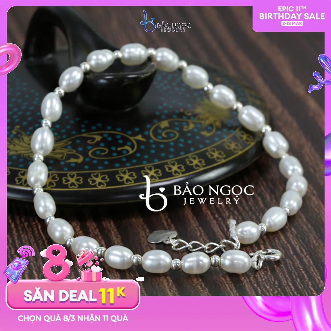Vòng Tay Ngọc Trai Mix Charm Bi Trơn, Vòng Ngọc Trai Hạt Nhỏ 4-5ly, Mẫu Vòng Tay Ngọc Trai Thanh Lịch - Thời Thượng - Bảo Ngọc Jewelry [ Hàng Thiết Kế - Tại Bảo Ngọc]