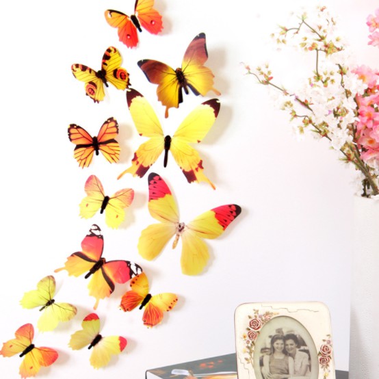 BỘ 12 CON BƯỚM 3D DÁN TƯỜNG TRANG TRÍ LIZFLOWER