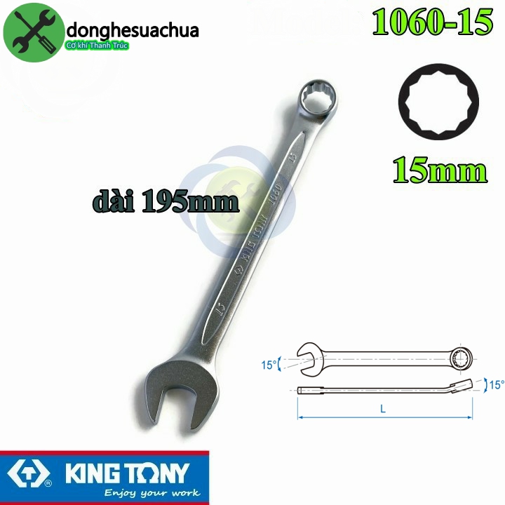 Cờ lê vòng miệng 15mm kingtony 1060-15 dài 195mm