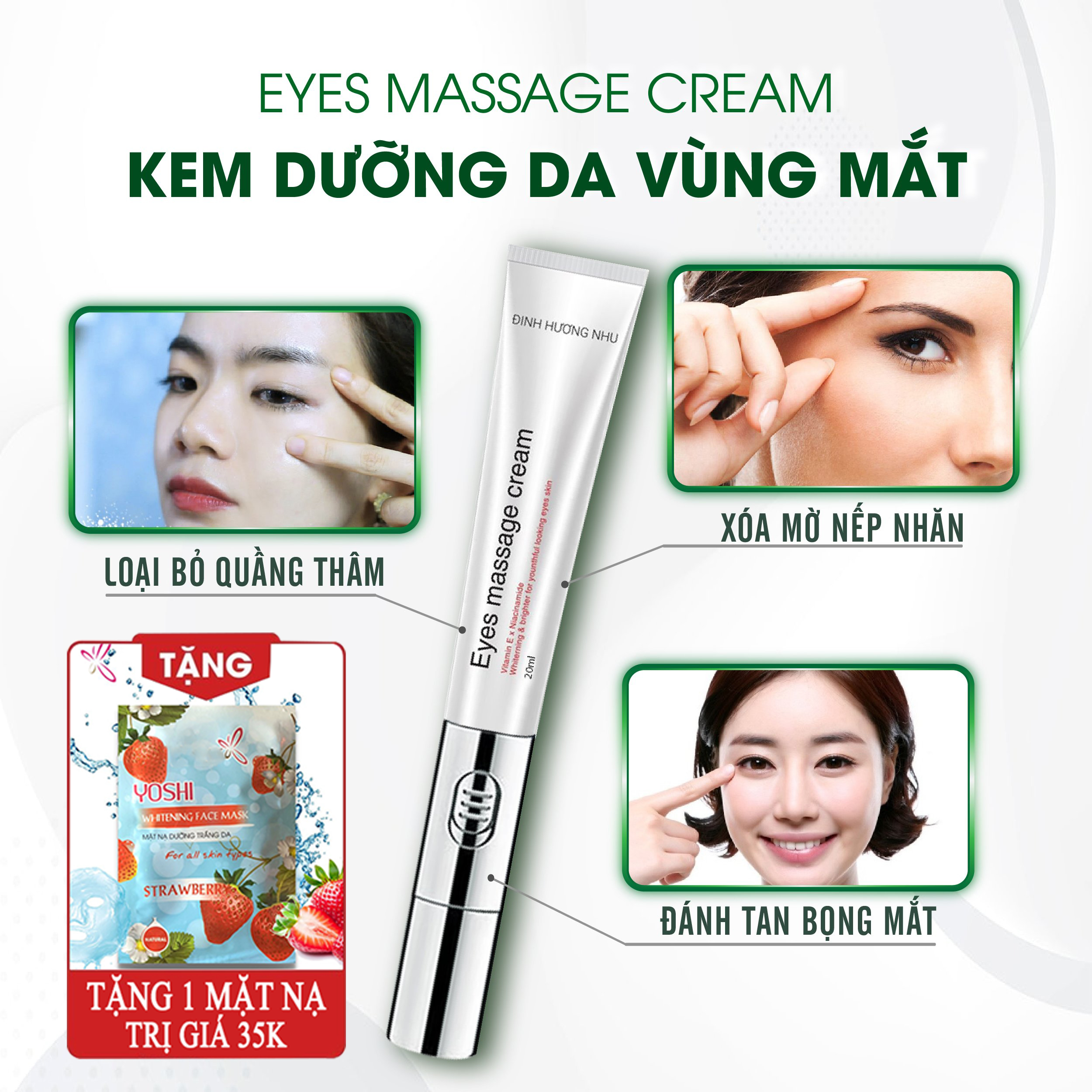 Kem thâm quầng mắt Đinh Hương Nhu Eyes massage cream