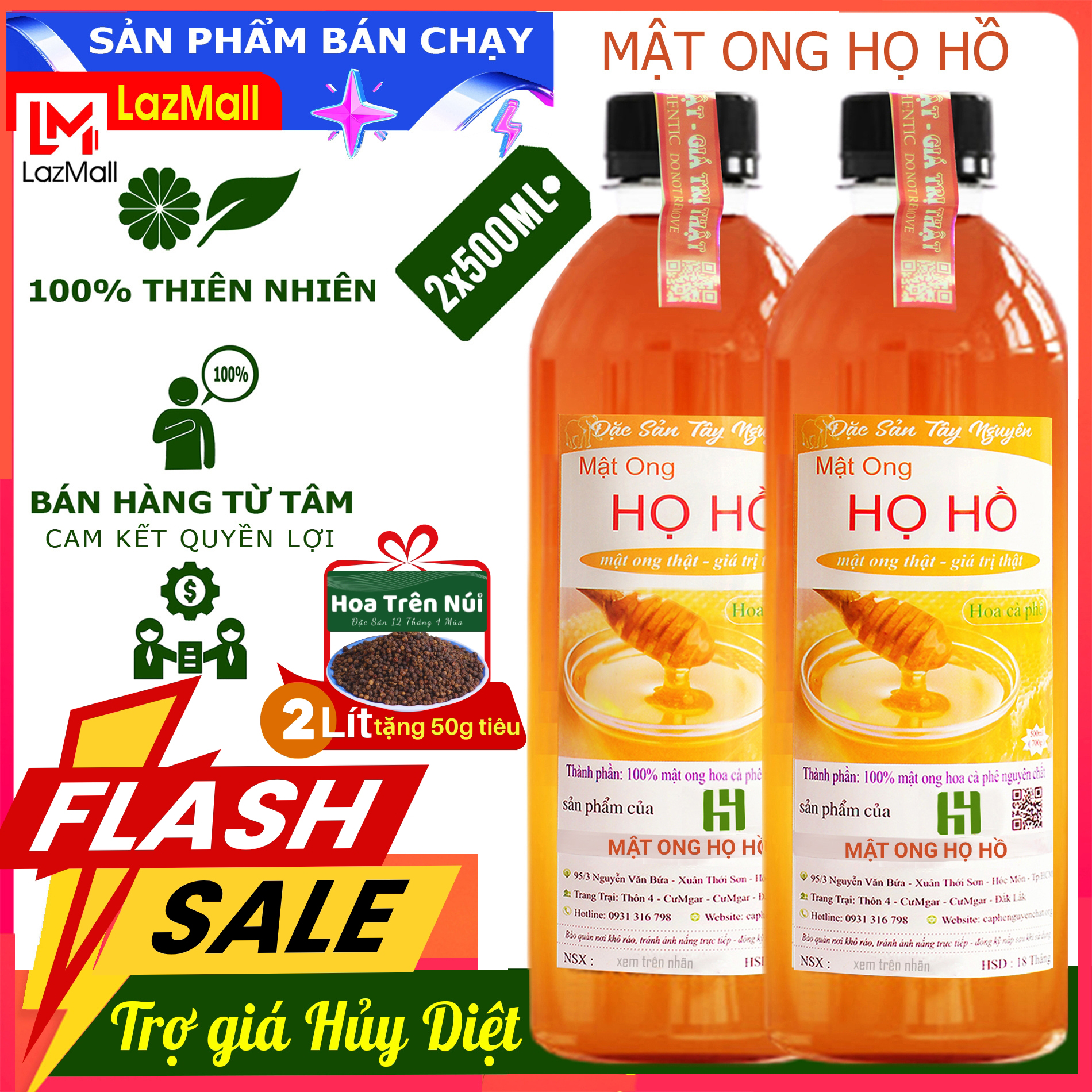 [Trợ giá sốc] 1 Lít mật ong nguyên chất hoa cà phê - thương hiệu mật ong Họ Hồ mật thật giá trị thật - mật ông Honey - Cam kết mật ong rừng hoa cafe - mật ông nguyên chất - Bán chạy bách hóa đồ ăn vặt bánh