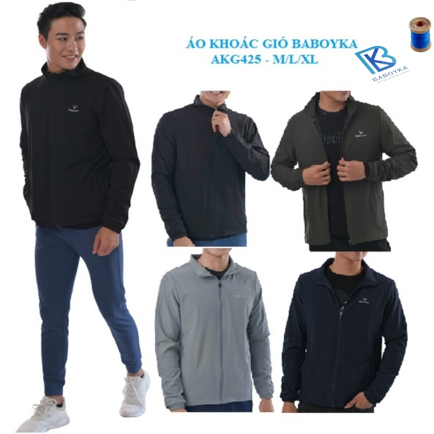 [XẢ KHO]Áo khoác gió dáng trơn Baboyka, Áo gió Baboyka thể thao, áo gió mỏng Baboyka bb425