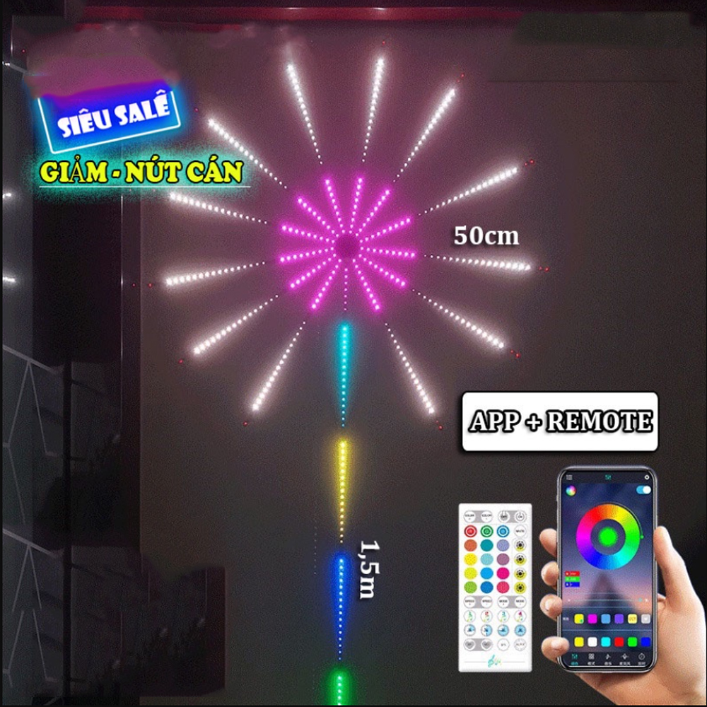  Đèn Pháo Hoa Cảm Ứng Nháy Theo Nhạc Đèn Led Trang Trí Noel Tết Lễ Hội Decor Phòng Ngủ Phòng Khách Phòng Game  Quán Bar Đám Cưới  Có Remote Điều Khiển Hoạc Qua App 