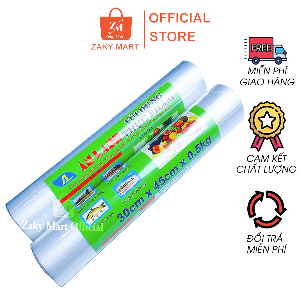 Combo 2 Cuộn túi đựng thực phẩm tự hủy size to 30.45cm/0.5kg thương hiệu An Lành đảm bảo sức khỏe TAL05 - Zaky Mart Official