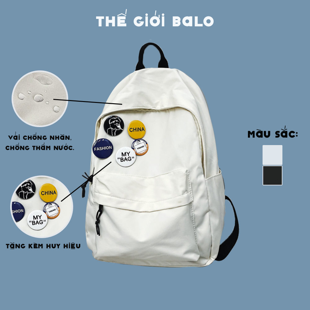 Balo nữ dễ thương đi học ulzzang chống nước, chống nhăn, trơn kèm Sticker hàng Quảng Châu | BL003