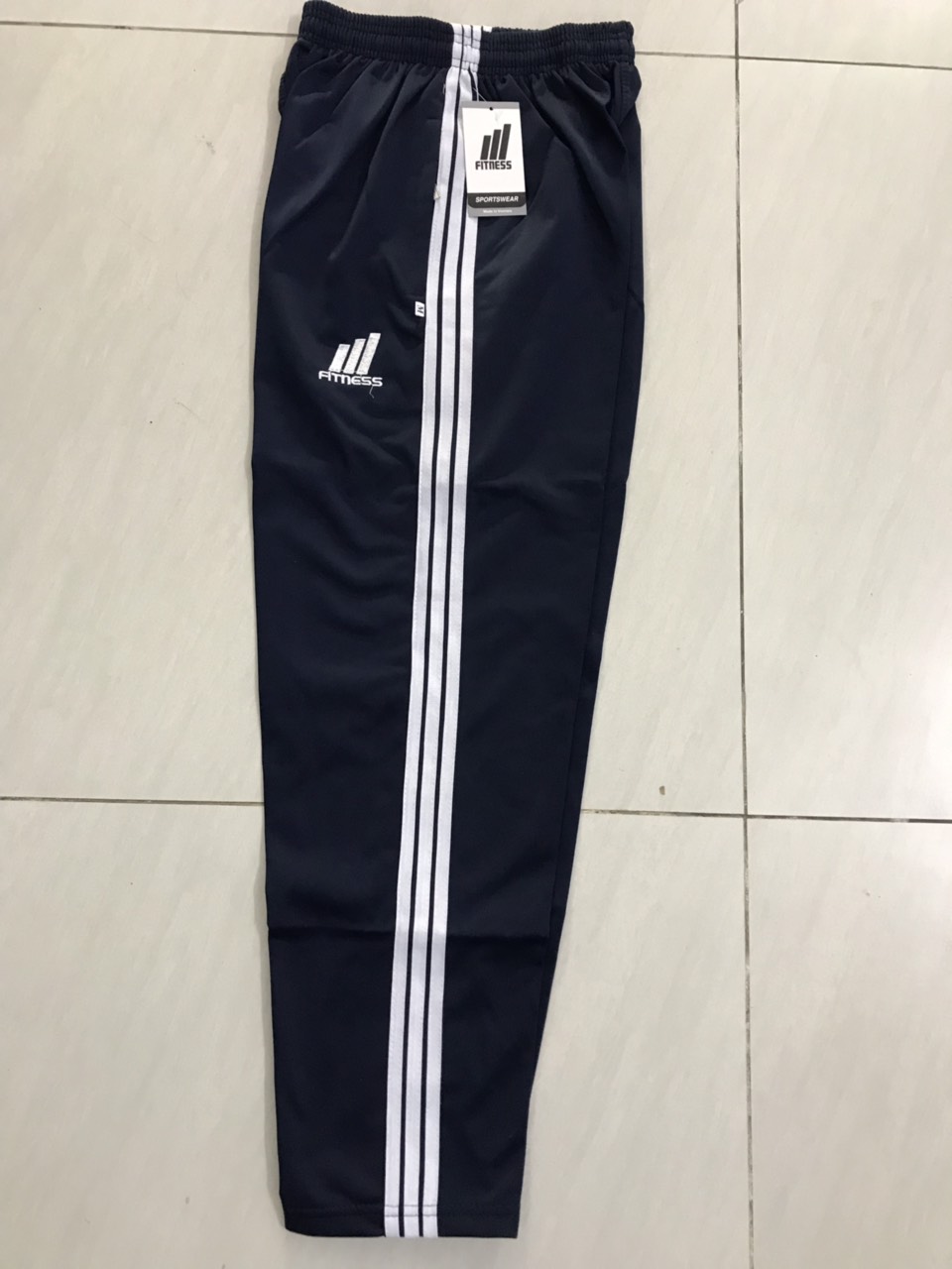 Quần thể dục học sinh nam nữ xanh đen 3 sọc trắng -LOẠI TỐT