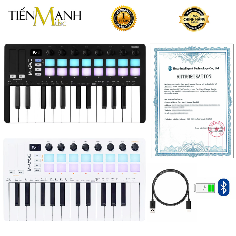   Chính Hãng  Midi Keyboard Controller M-Vave SMK25 II MK3 - 25 Phím Bàn Phím Sáng Tác Mvave SMK-25 