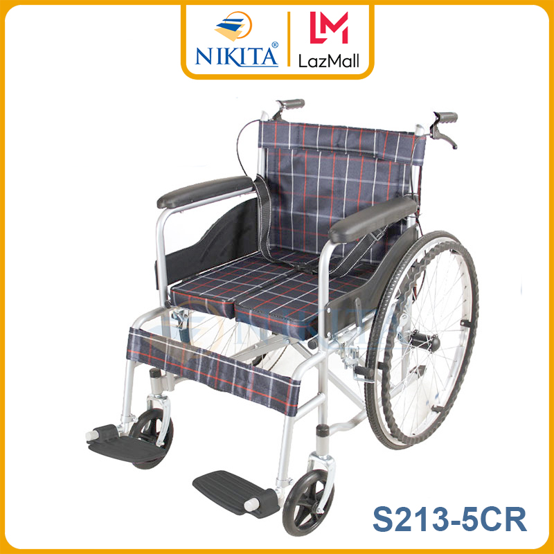 Xe lăn tay cơ bản có đệm cho người cao tuổi, người bệnh, người đi lại khó khăn - NIKITA S213-5CR