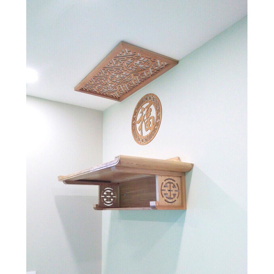Bàn thờ gỗ sồi 61cm full bộ