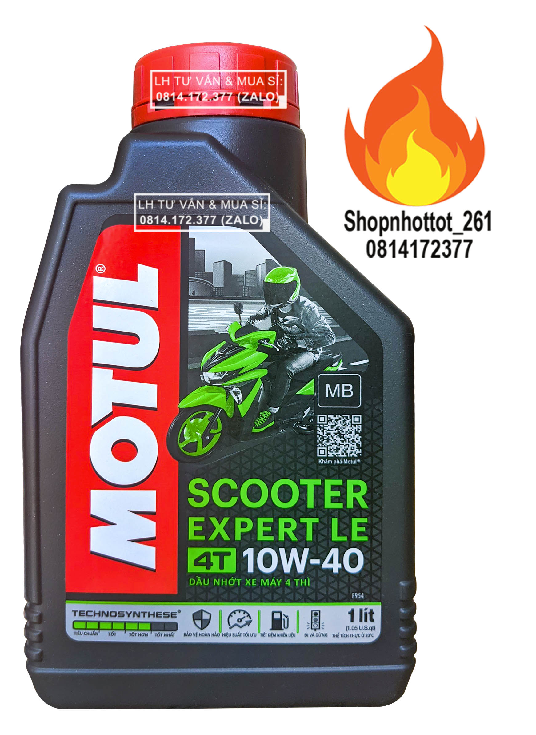 Bình 1l dầu nhớt tay ga motul expert scooter le 10w40 1000ml - 1l