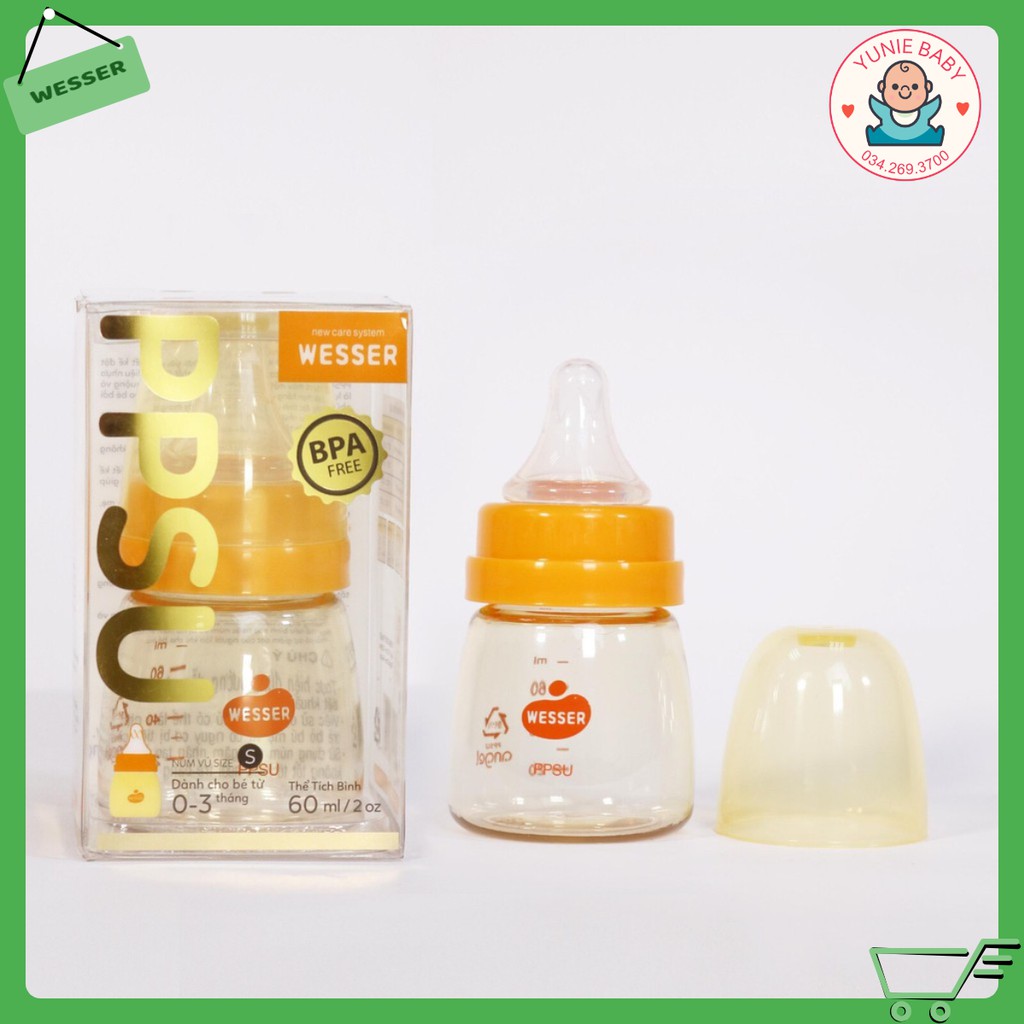 Bình sữa ppsu wesser cổ hẹp 60-140-250ml