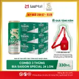 Nồng Độ Cồn 4.9% - Combo 3 Thùng 24 Lon Bia Saigon Special 330ml