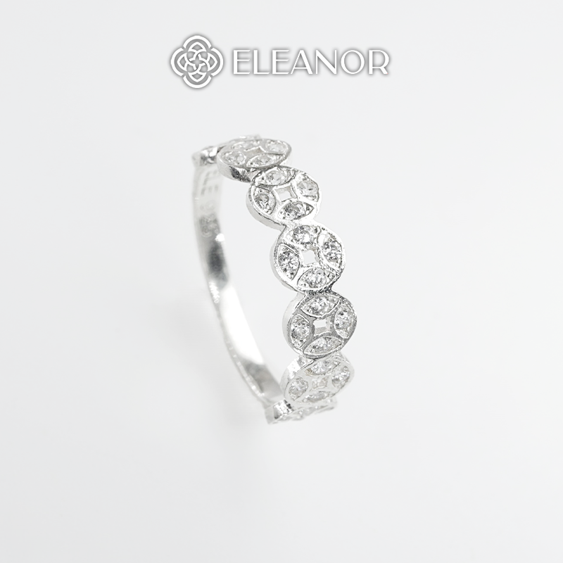 Nhẫn bạc nữ Eleanor Accessories nhẫn thiết kế vòng kim tiền đính đá phụ kiện trang sức 7345