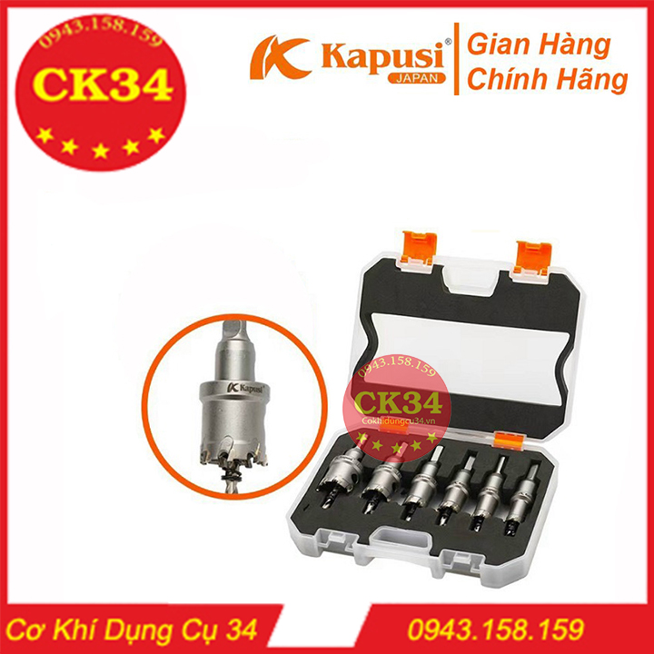 Bộ 6 mũi khoan khoét đa năng kapusi japan 16 -18 - 20 - 22 - 25 - 30 chuyên khoét sắt, khoét inox đầu hợp kim