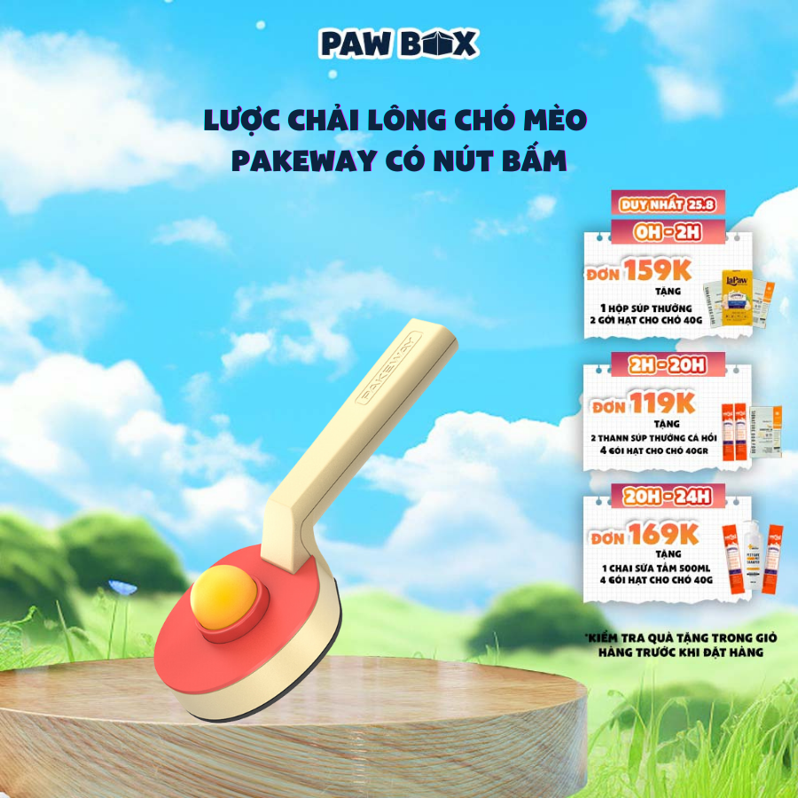 Lược chải lông chó mèo Pakeway có nút bấm tách lông tiện lợi