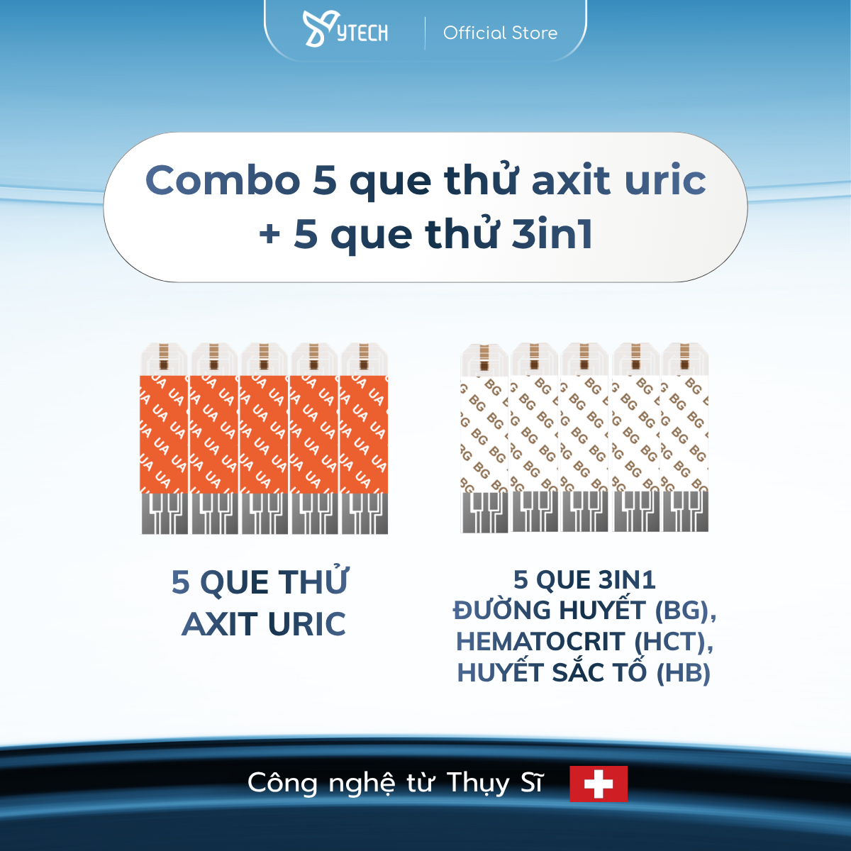 [YTECH] Set 10 Que Test FORA - 5 Que 3in1 + 5 Que Axit Uric