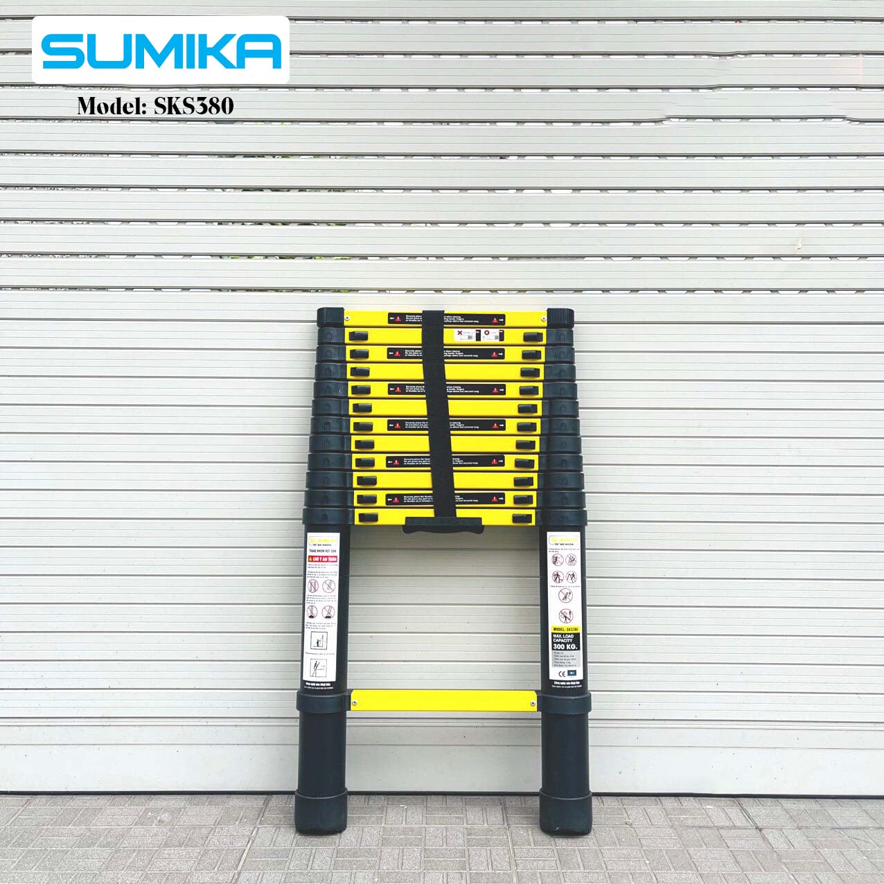 Thang nhôm rút đơn sumika sks380 - sơn tĩnh điện, cao 3.8m, tải trọng 300kg