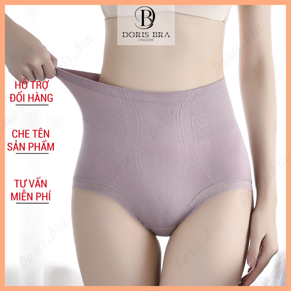 Quần lót nữ cotton nâng mông cạp cao gen bụng viền ren freesize co giãn 4 chiều Doris.Bra
