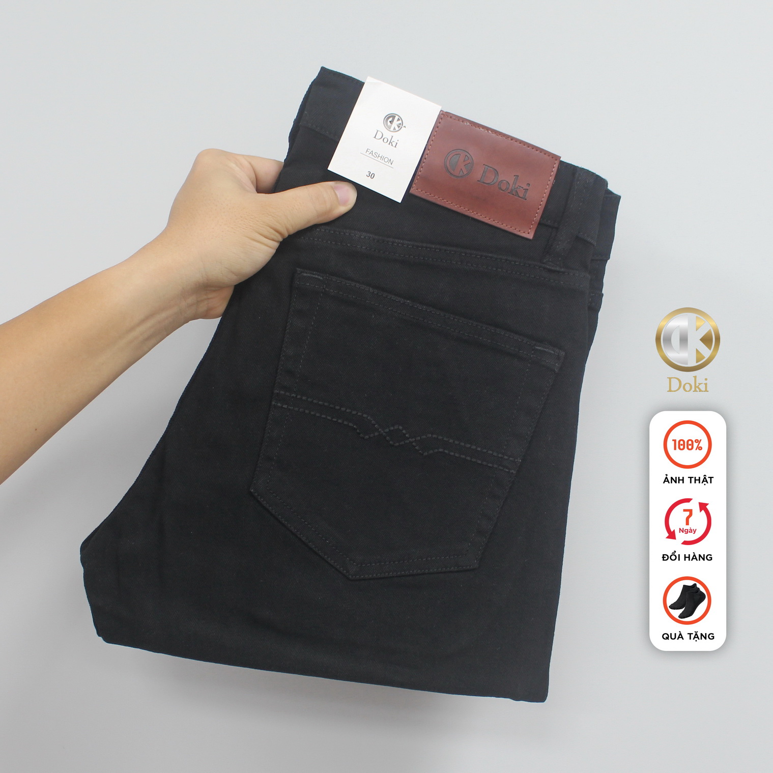  Quần Kaki Jean Nam Màu Đen Cao Cấp Quần Kaki Nam Dáng Đứng Chất Vải Co Giãn Dày Dặn Không Nhăn Bai Nhão Xù - Doki 