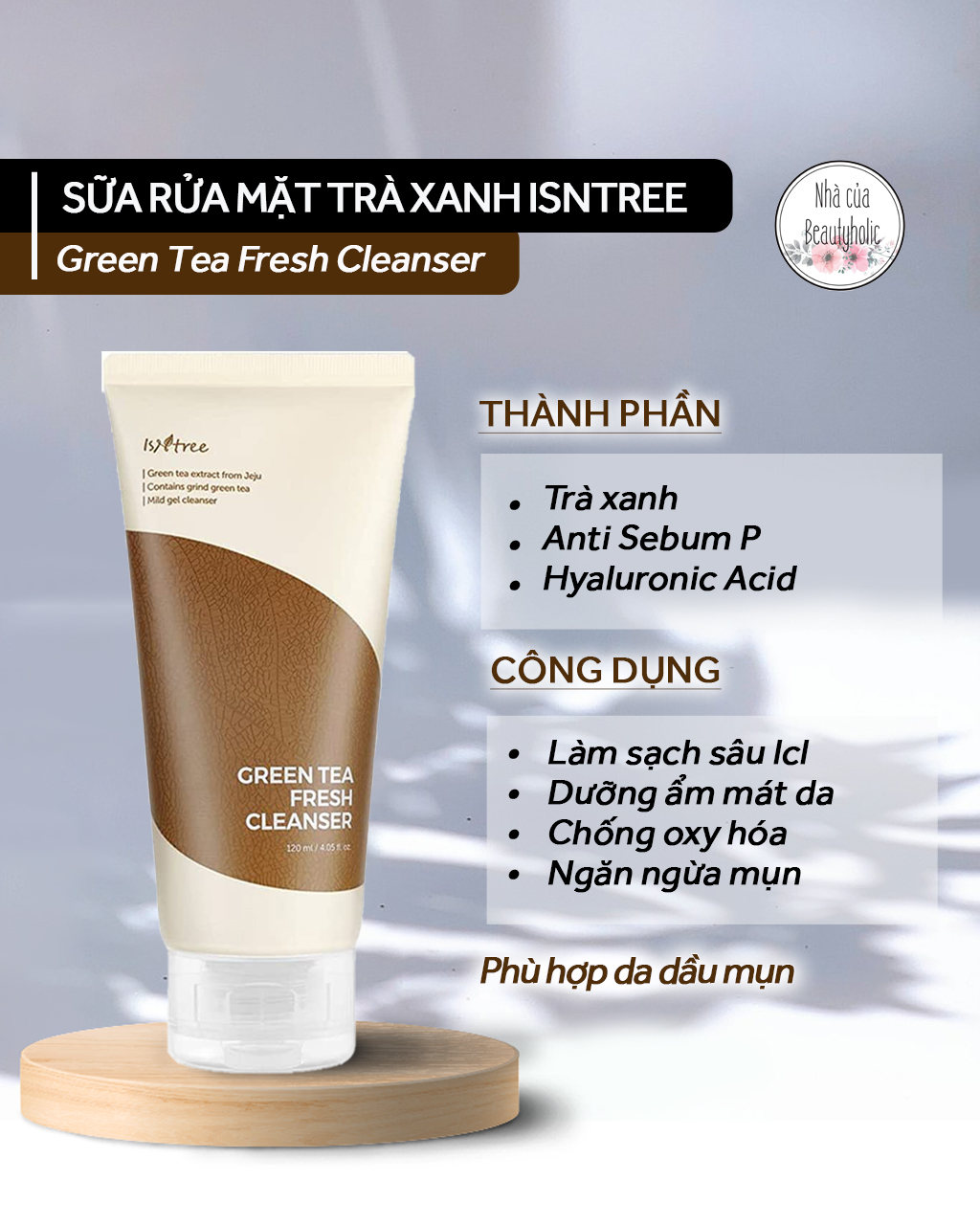 Sữa rửa mặt trà xanh ISNTREE GREEN TEA FRESH CLEANSER