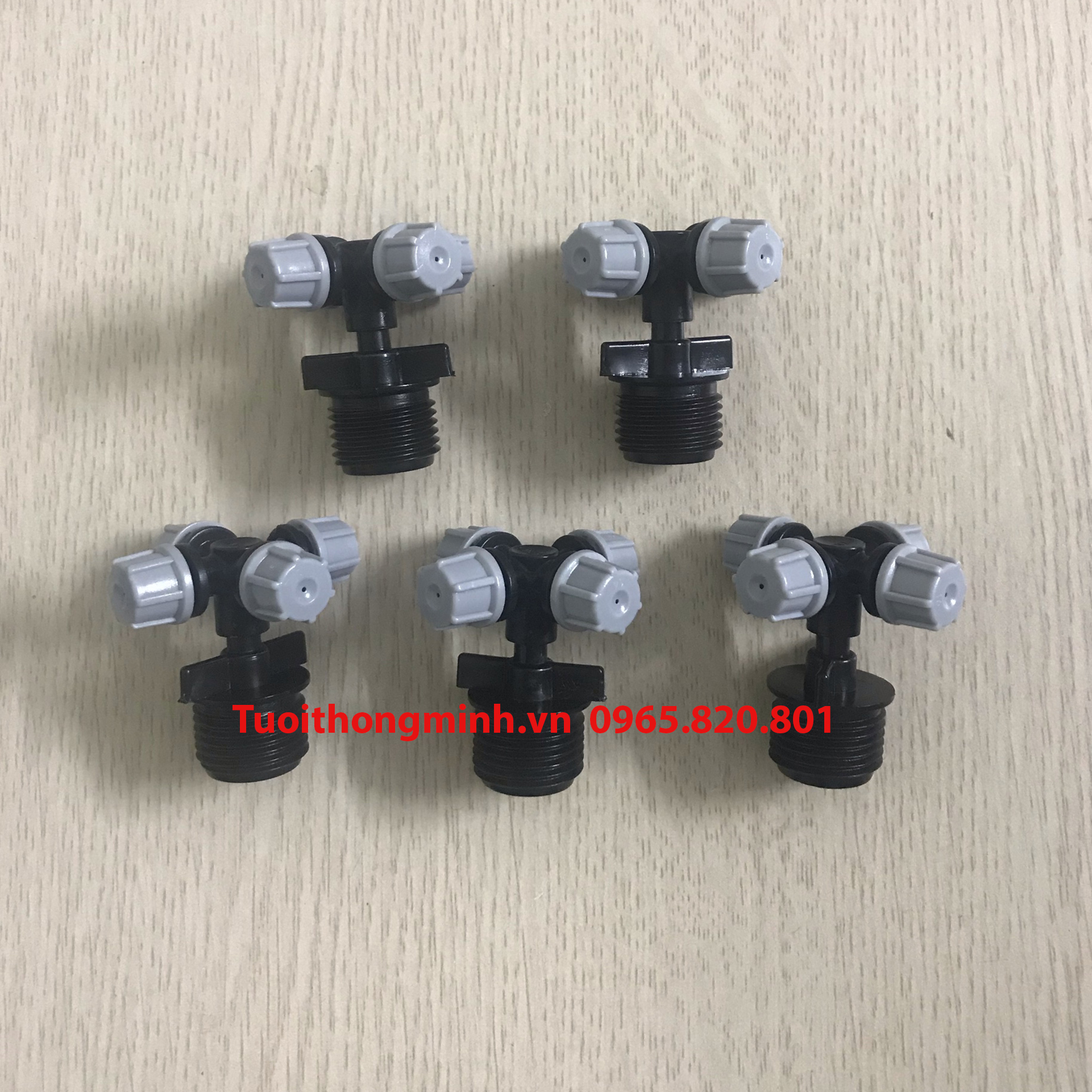 [ 5 chiếc ] Béc phun sương 4 cửa chân ren ngoài 21