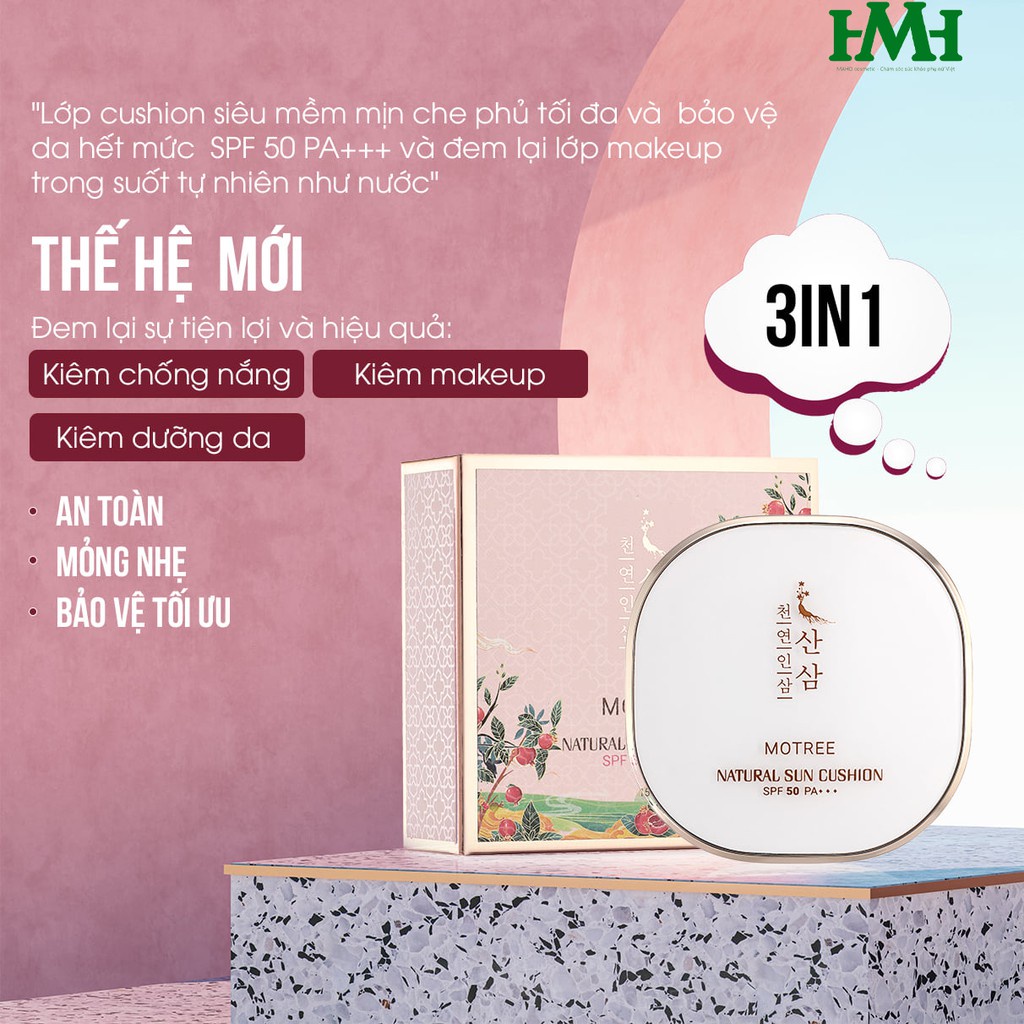 Cushion chống nắng lựu sâm Motree, che khuyết điểm hoàn hảo