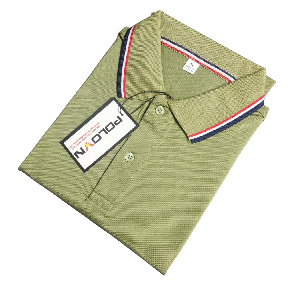 Áo thun polo nam cổ bẻ Basic màu Xanh Rêu Phối Viền , vải cá sấu 4 chiều co giãn - không xù lông , không ra màu , thấm hút mồ hôi