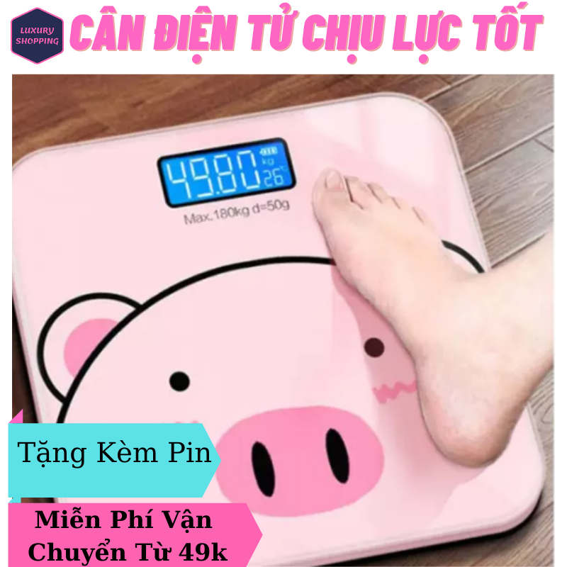 (TẶNG KÈM PIN)LOẠI TỐT - CÂN ĐIỆN TỬ HÌNH HEO , CÂN SE CHỊU LỰC ĐẾN 180KG - CÂN CHUẨN - CHÍNH XÁC 100% - CÂN ĐIỆN TỬ THEO DÕI SỨC KHỎE