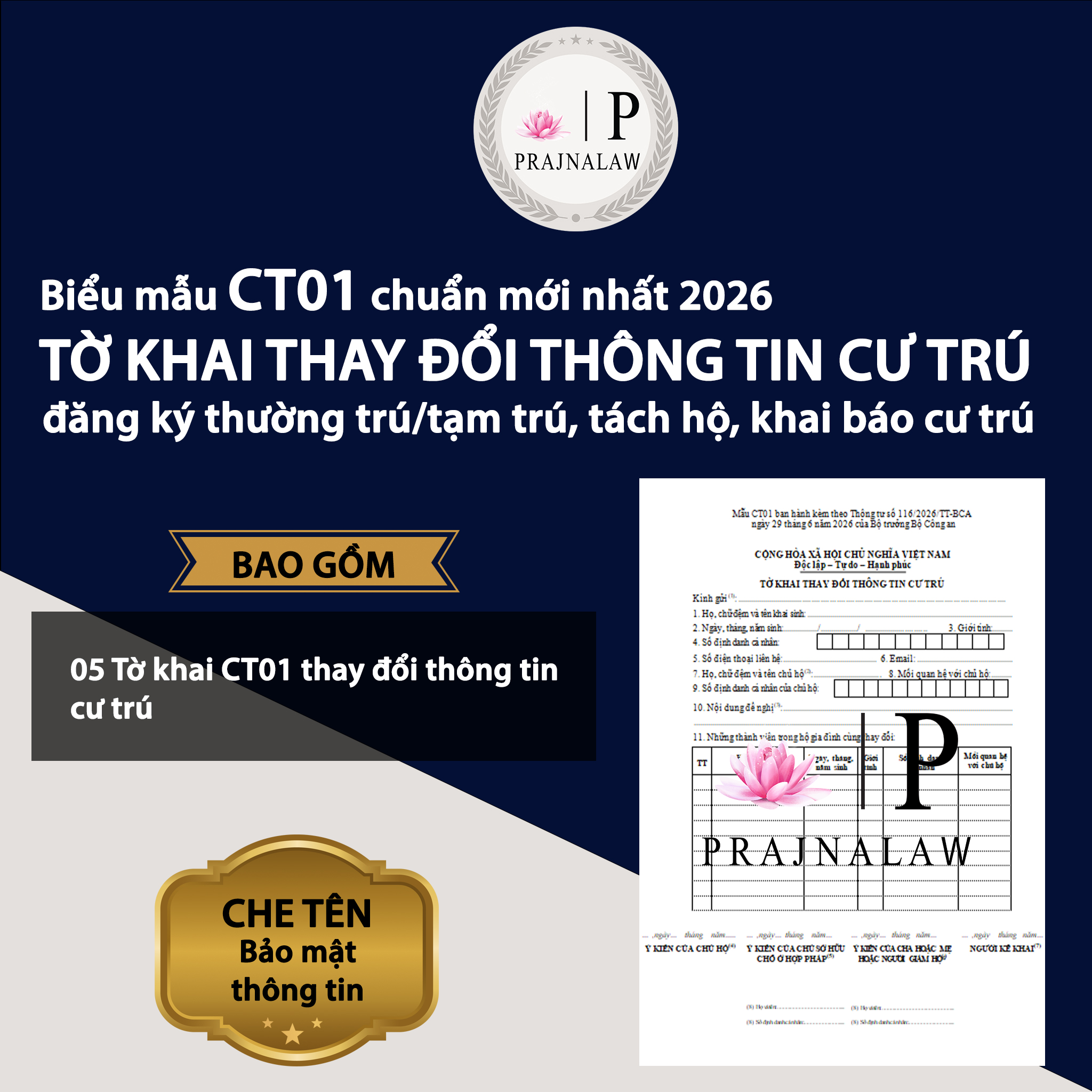 [HỎA TỐC] 05 Mẫu CT01 Thay Đổi Thông Tin Cư Trú Mới Nhất Đăng Ký Tạm Trú, Thường Trú P23| Prajnalaw