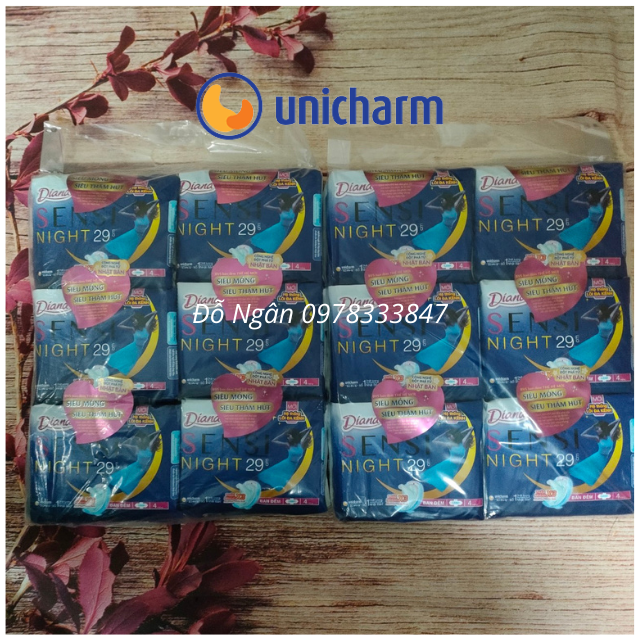 [HCM][SALE KHỦNG NHẤT SÀN]Combo 12 Gói Băng Vệ Sinh Diana Sensi Đêm 29 Cm (4 miếng/gói) Mẫu Mới Nhất Êm Thoáng Tối Đa Tha Hồ Ngon Giấc (HSD: 2024))