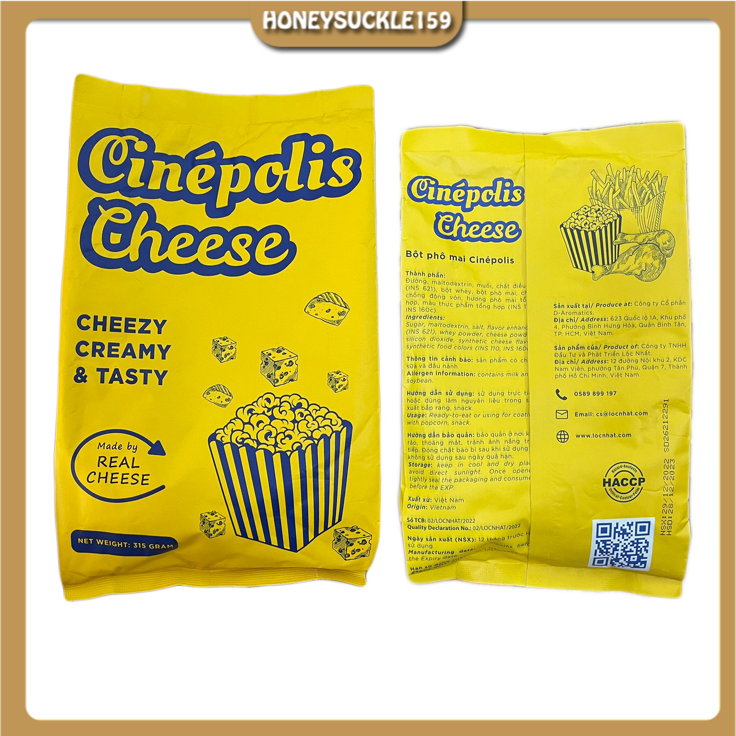 Bột Phô Mai Lắc Cinepolis Cheese-Cheezy Creamy & Tasty Túi 315g - Lắc Bắp Rang Bơ, Khoai Tây, Gà Rán