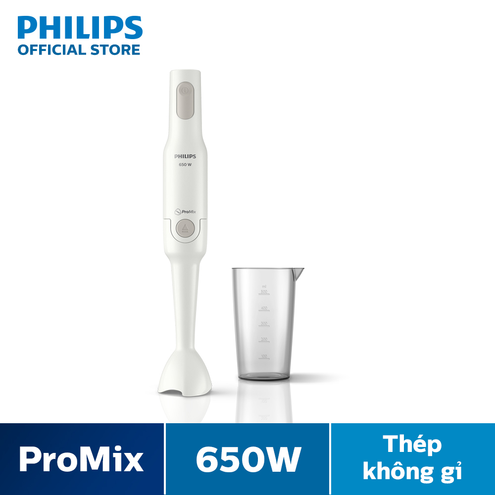 [Hàng Tặng Không Bán] Máy Xay Sinh Tố Cầm Tay Philips Promix HR2531/00 (Trắng)-Hàng Phân Phối Chính Hãng