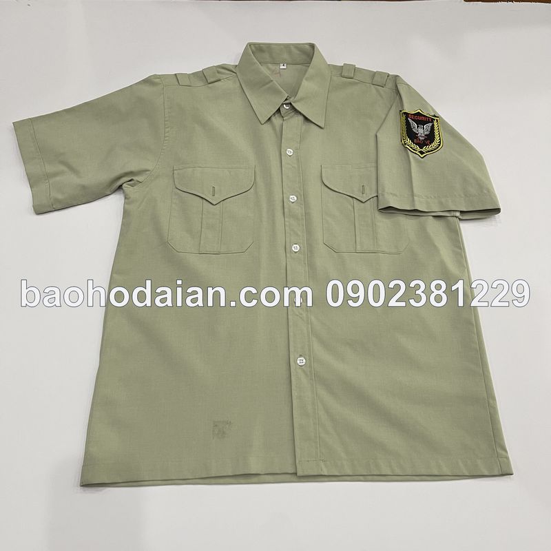 Áo bảo vệ tay ngắn vải ford màu xanh vỏ đậu - hình thật - hàng sẵn