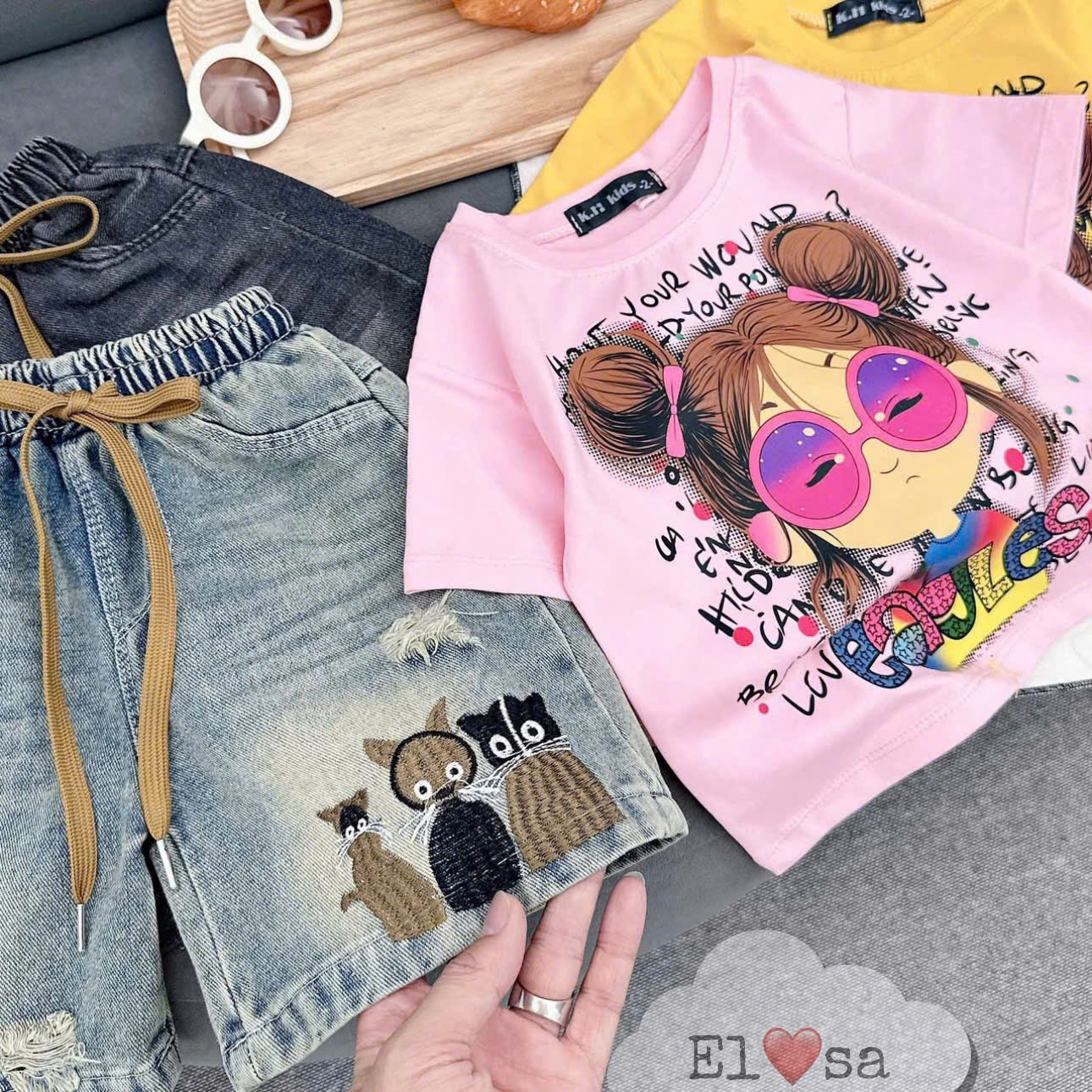 Embroidered Cow Print - Pink and Yellow for Super Cute Girls from 10-40kg Annakids