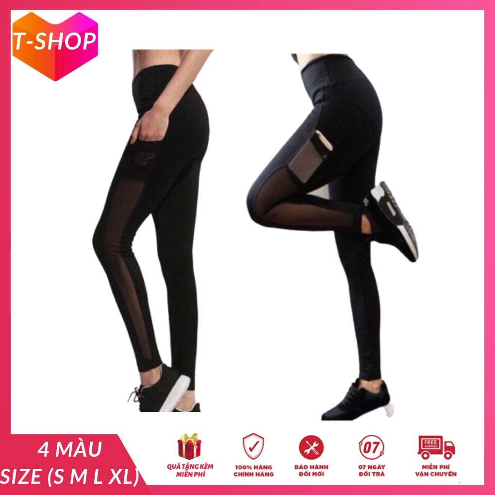 [HCM]quần tập gym dài phối lưới có 2 túi hông tập gym yoga hàng xịn co dãn thoải mái đồ tập quần áo thể thao aerobic zumba fitness-CR038