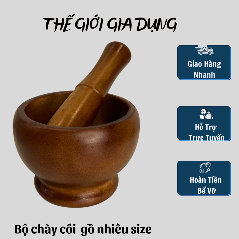 bộ chày cối gỗ-cái lu cao cấp sử dụng an toàn sức khỏe