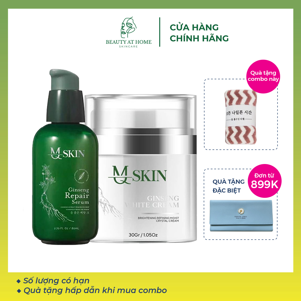 Serum tái tạo da nhân sâm & kem face nhân sâm dưỡng da gấp 5 lần chống nám, tàn nhang & lão hóa - Beauty at home