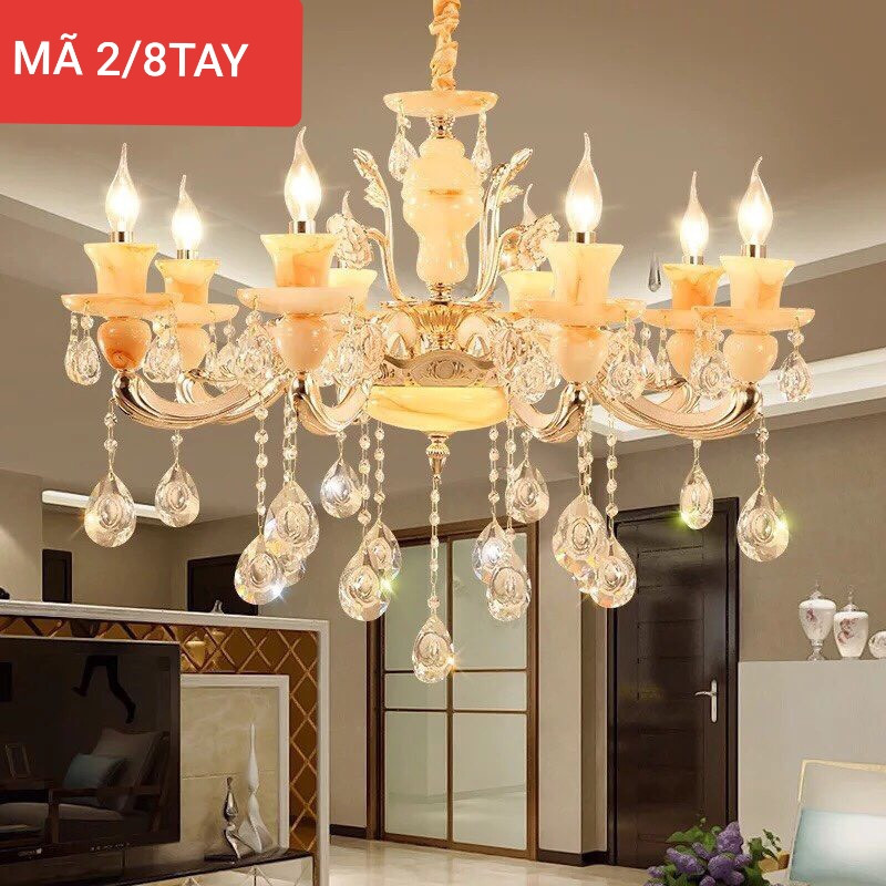 Đèn Chùm 8 Tay KIMILOG Đúc Đặc Thiết Kế Sang Trọng Phù Hợp Trang Trí Phòng Khách, Nhà Hàng, khách Sạn [ Tặng Kèm 8 Bóng LED]