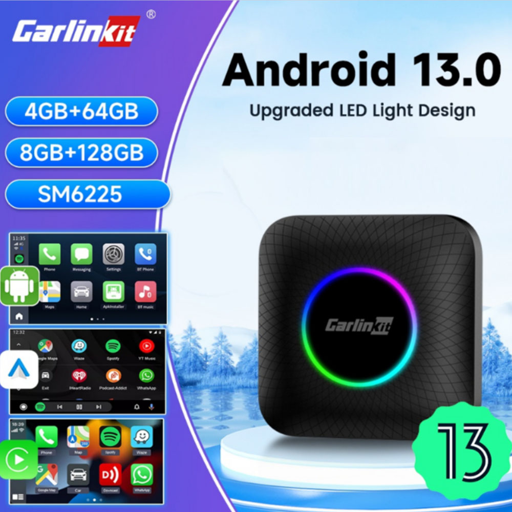 Bộ Carplay Android Box Carlinkit Tbox Ambient Mới Nhất 2024 - Ram4GB HOẶC 8GB - Rom 64GB HOẶC 128GB - Android 13.0 - Tích Hợp Đèn Led -  TẶNG VIETMAP S2 2024