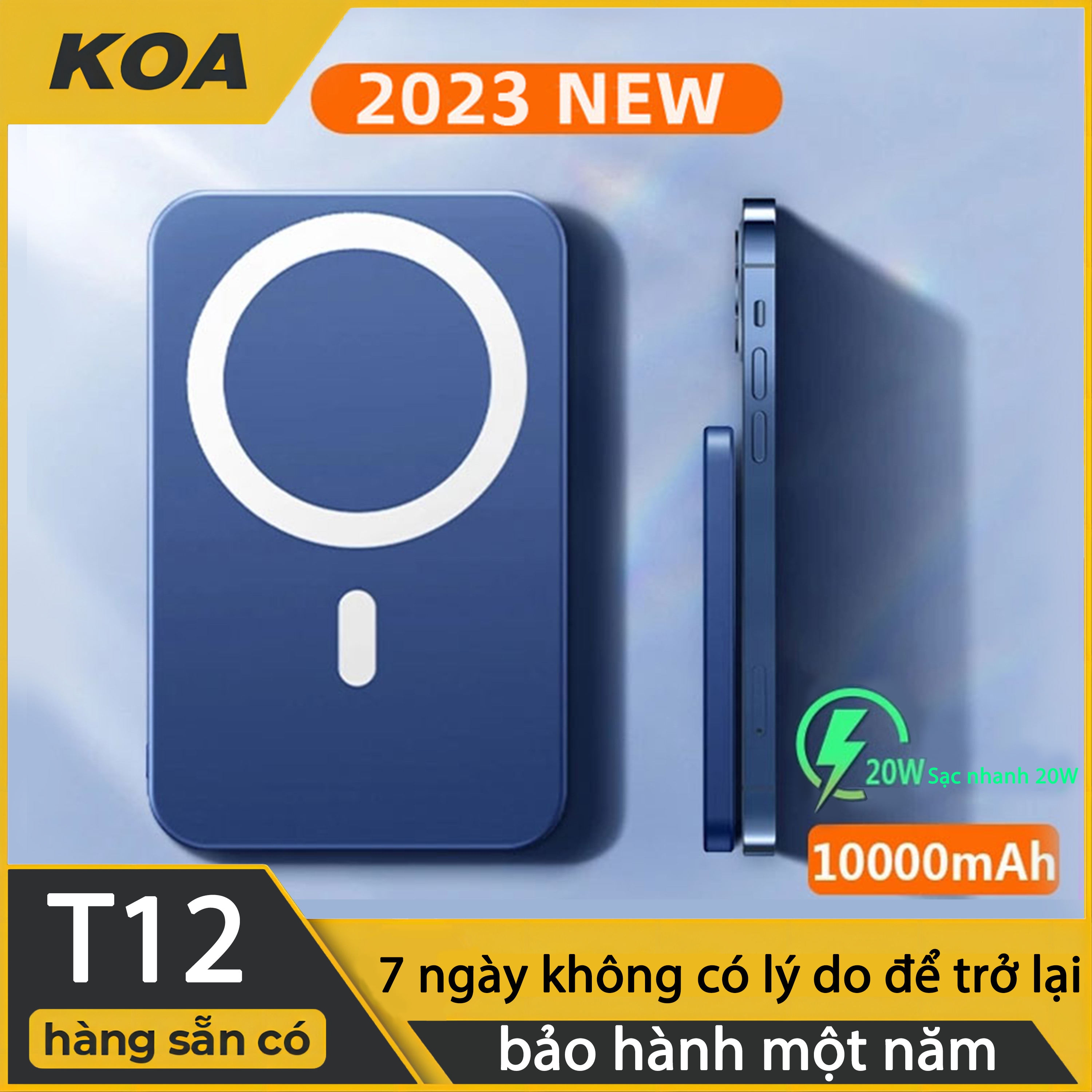 Sạc dự phòng không dây từ tính Magsafe 5000mAh, lực hút mạnh 10000mAh, sạc nhanh chuẩn PD, bảo hành 12 tháng