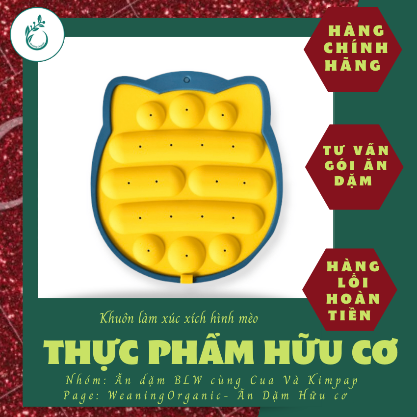 Khuôn Làm Thức Ăn Dặm Cho Bé, Khuôn Xúc Xích Silicon Hình Con Mèo, Dễ Dàng Sử Dụng, Giúp Con Ăn Dặm Kiểu Nhật - Orgavil