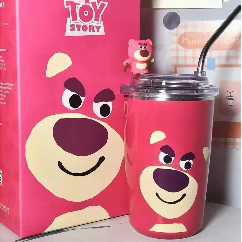 Ly giữ nhiệt gấu dâu Losto chính hãng TOY STORY lõi inox 304 - Bình nước gấu dâu LY CỐC GIỮ NHIỆT HOẠ TIẾT GẤU DÂU LOSTO SIÊU XINH LÕI INOX 304 CHỐNG GỈ 450ML, Cốc giữ nhiệt gấu dâu Losto 480ml, Bình giữ nhiệt, ly uống nước gấu dâu Inox 316 cao cấp giữ nh