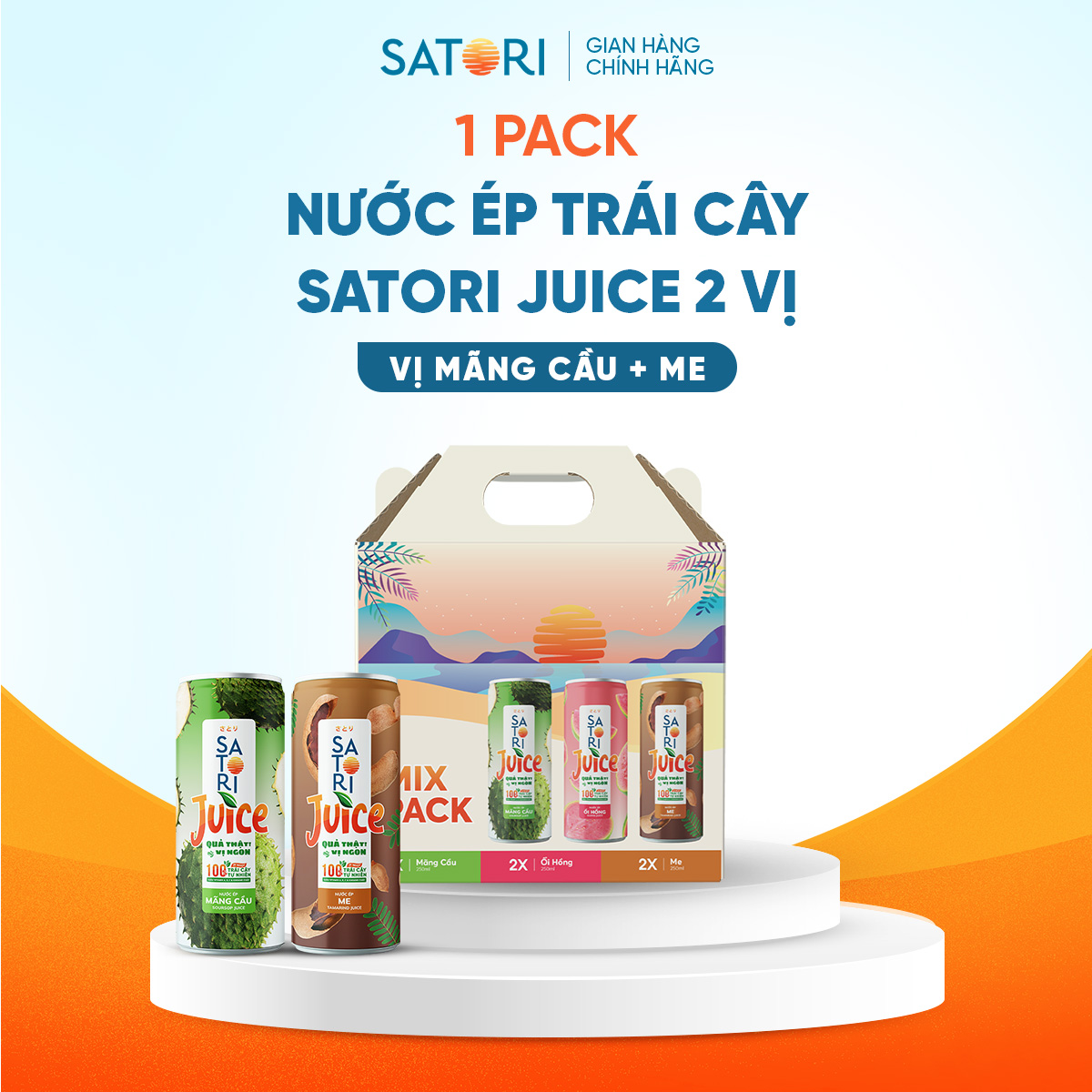 Pack 2 vị nước ép trái cây Satori Juice Me và Mãng cầu - 250ml