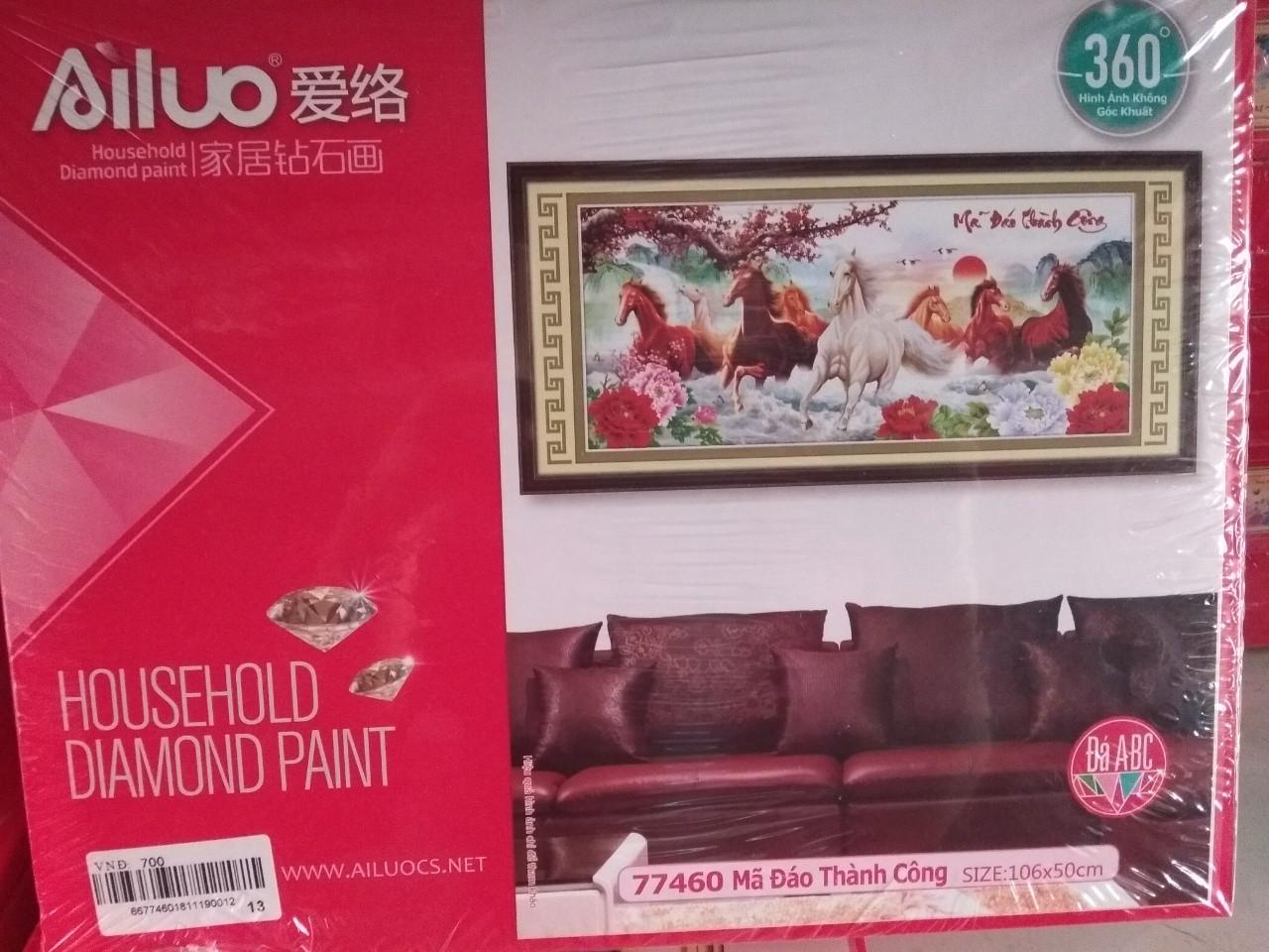 Tranh đính đá mã đáo thành công ngựa cành đào 77460