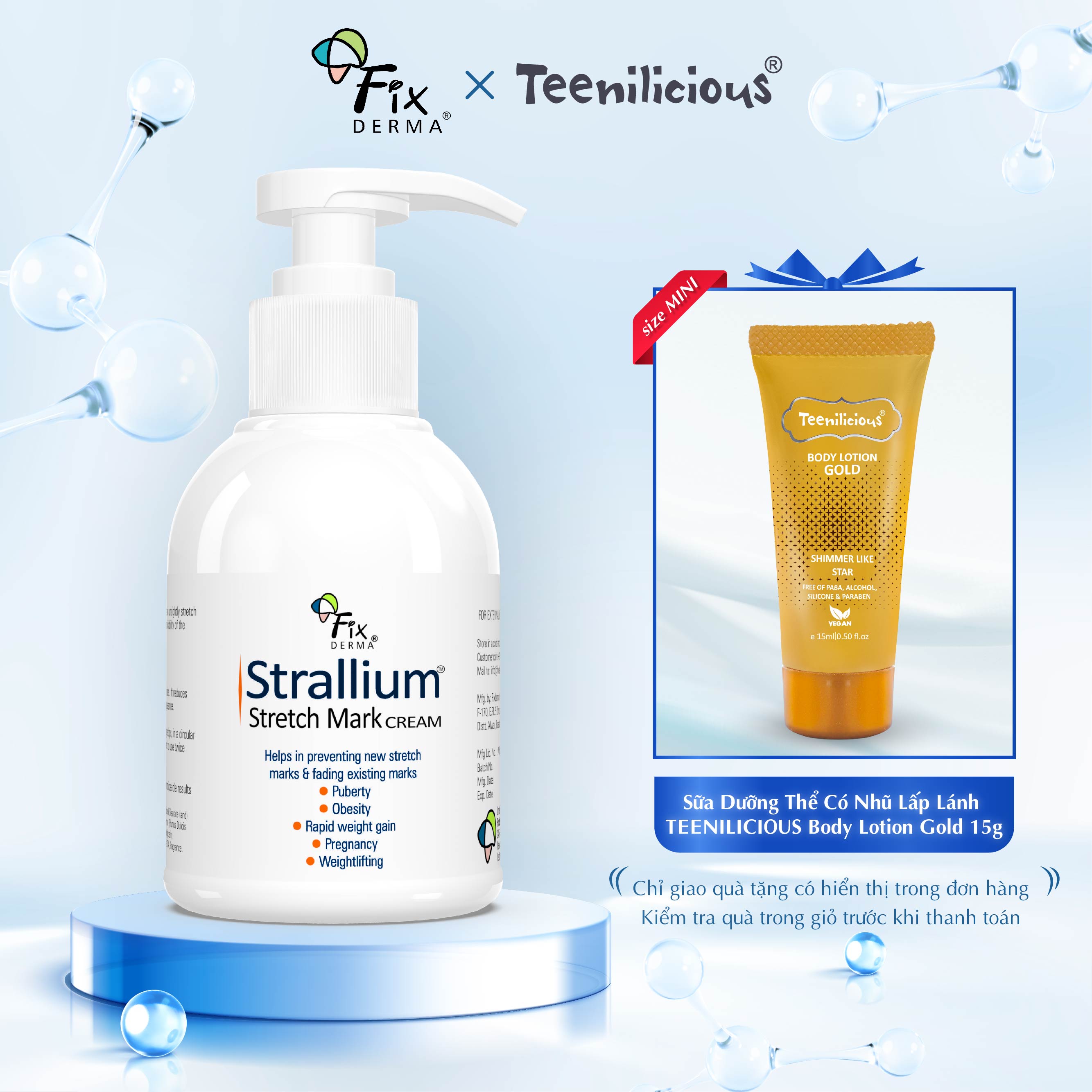Kem chống rạn da fixderma strallium stretch mark cream mờ rạn, mịn da cho bà bầu hoặc tăng cân 150g