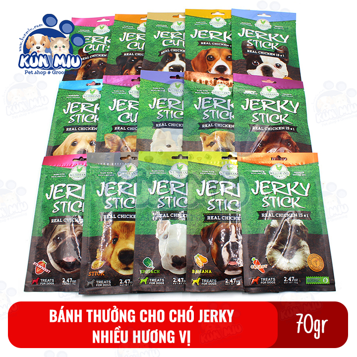 Bánh thưởng cho chó jerky 70gr nhiều hương vị