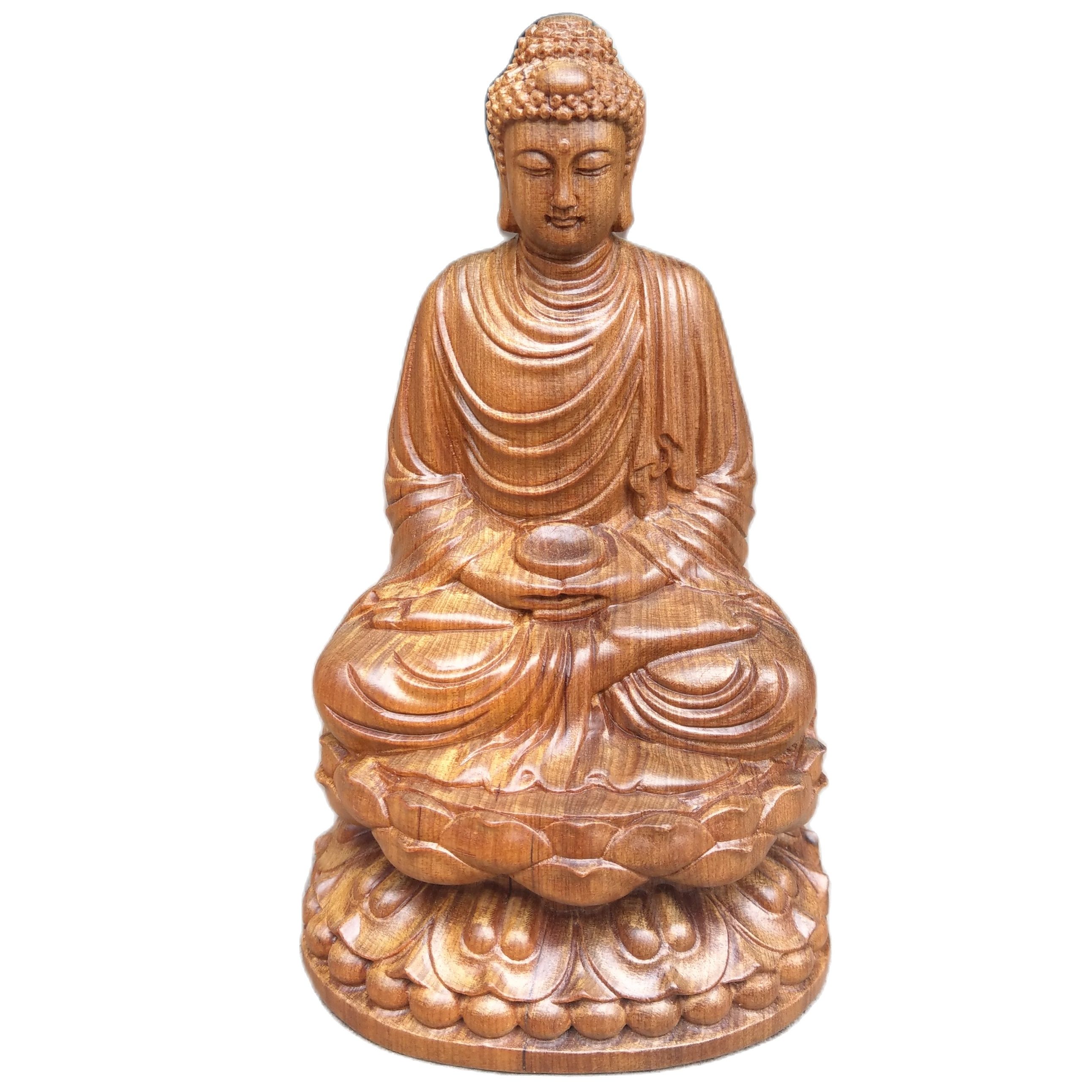 Phật Thích Ca Mẫu Mới - Tượng Phật Mini - Gỗ Bách Xanh - Cao 15cm