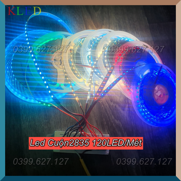 Led cuộn 2835 120led/mét bản 8mm- cuộn 2835 trang trí tủ kệ, tủ quần áo
