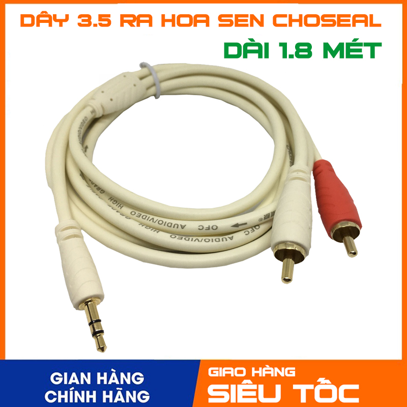 Cáp 3.5 ra hoa sen (3.5 to RCA) cao cấp dài 1.8M dây đồng nguyên chất, đầu jack mạ vàng 24k
